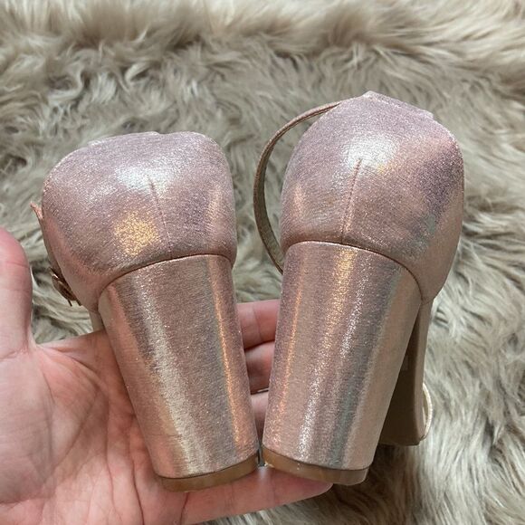 DREAM PAIRS Champagne Low-Chunk Heel Pump Open Toe Ankle Strap Sandals - Picture 7 of 16